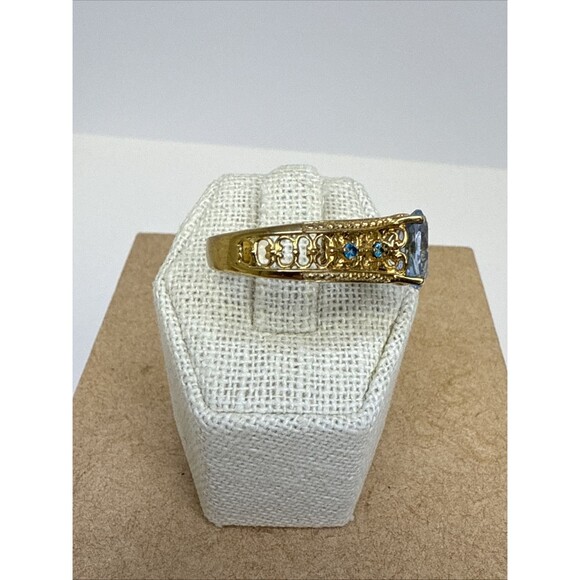 STS Karis Gold Bond Pale Blue Crystal Ring Size 9 - Picture 6 of 10